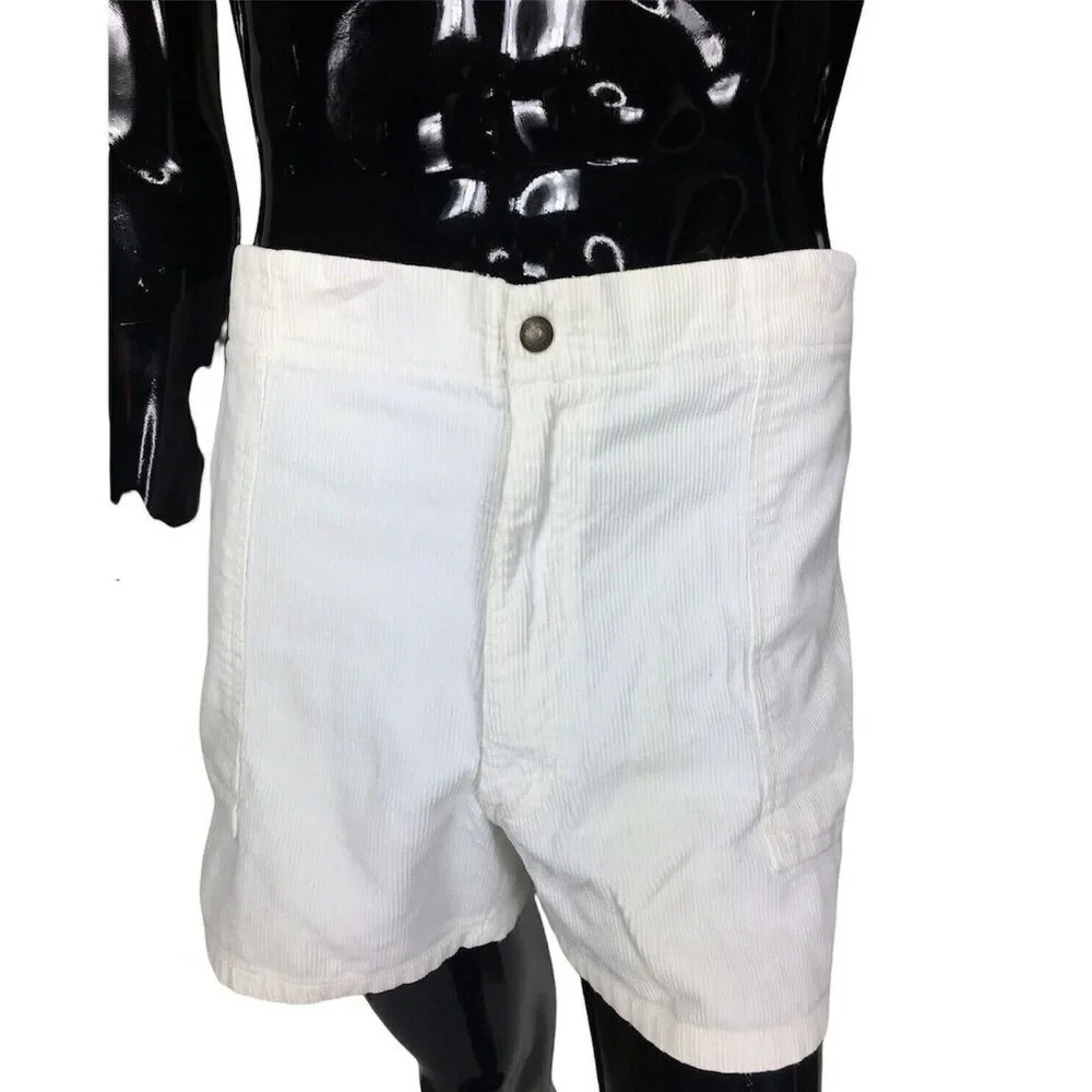 Vintage 80s Towncraft Corduroy Beach Surfer White Board Shorts Men's Size 42 - Picture 2 of 10